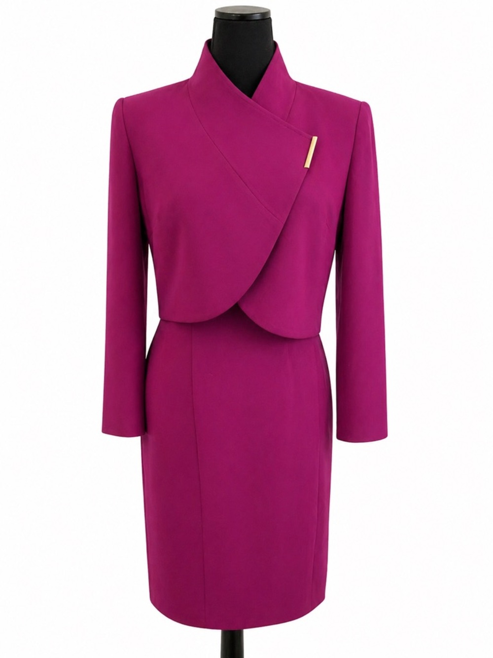 Tahari Magenta Dress Suit 2PC | Asymmetrical Jacket Power Suit Career|Church